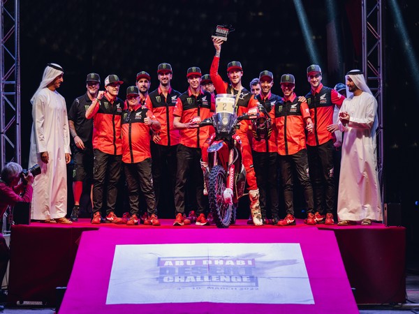 Honda Team celebrating after their impressive performance in Abu Dhabi Desert Challenge (Image: Honda Team)
