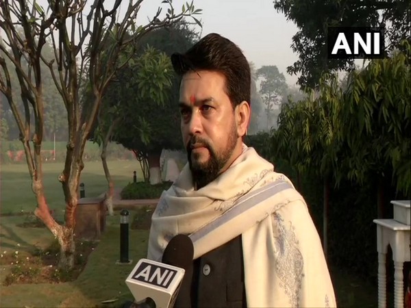 Union Minister of State for Finance Anurag Thakur speaking to ANI in New Delhi on Monday.