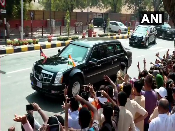 US President Donald Trump, First Lady Melania Trump and Prime Minister Narendra Modi enroute Motera Stadium in Ahmedabad on Monday.