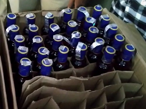 Illegal liquor worth around Rs 1.5 lakh seized in Telangana on Monday. Photo/ANI
