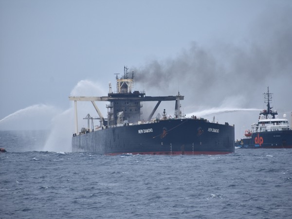 Re-ignition of fire has been observed on starboard (right) side of MT New Diamond.