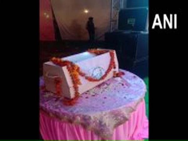 The donation box for farmers at the wedding venue. (Photo/ANI)