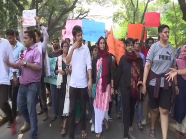 Students of Tata Institute of Social Sciences protesting in Mumbai on Monday. Photo/ANI
