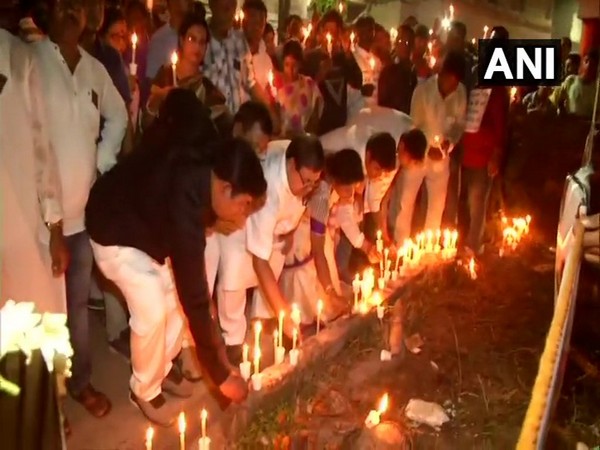 Locals hold candlelight march in protest over Murshidabad triple murder on Saturday.