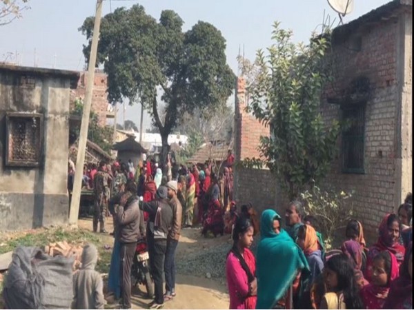 A view of the village where a woman was found burnt in her house. Photo/ANI 