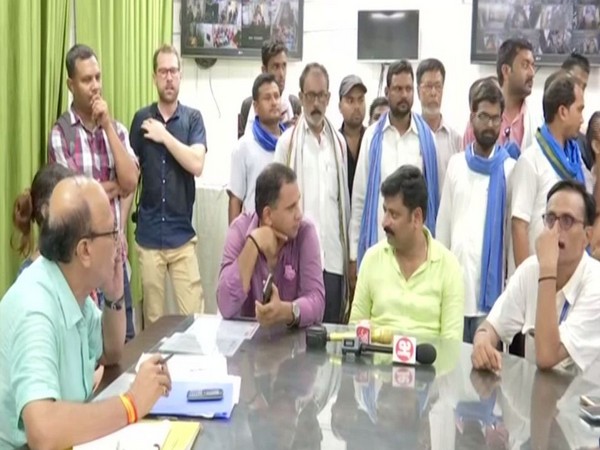 Bhim Army workers in the chamber of SKMCH Superintendent.