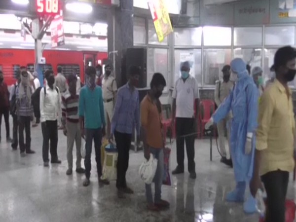 Sanitisation being carried out at Muzaffarpur railway station 