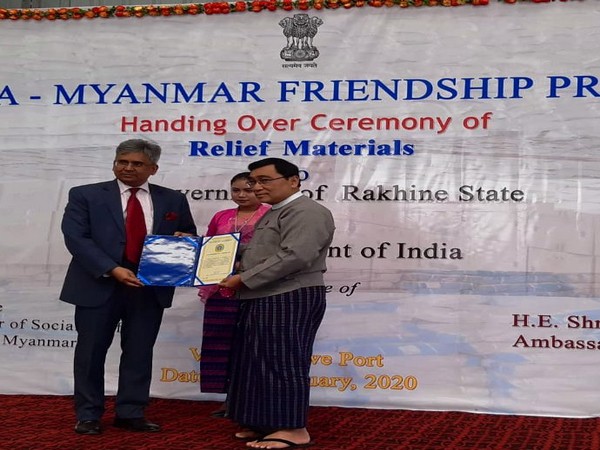 Ambassador of India to Myanmar Saurabh Kumar with Chief Minister of Rakhine State Nyi Pu in Sittwe city