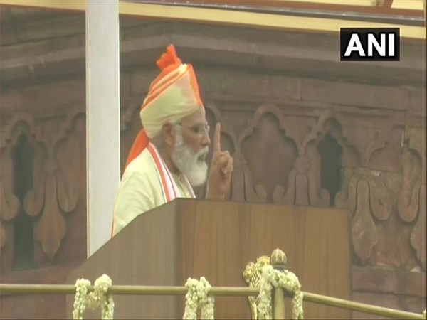 PM Modi delivering his seventh consecutive Independence Day speech from the iconic Red Fort. [Photo/ANI]