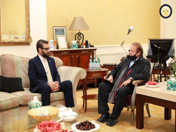 Afghan NSA Hamdullah Mohib and State Minister for Peace Sayed Sadat Naderi met with former Pakistani Prime Minister Nawaz Sharif (Photo Credit: NSC Afghanistan Twitter)