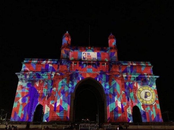 The Gateway of India was illuminated to commemorate the arrival of the NBA on Saturday.  Photo/ANI