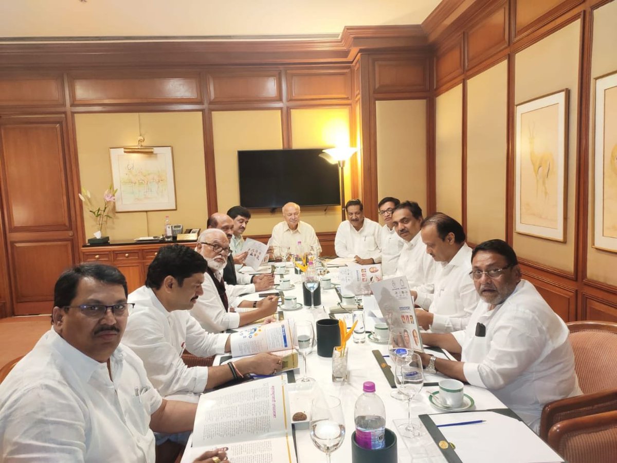 Visual from the Congress-NCP meeting underway in Mumbai on Wednesday. Photo/ANI