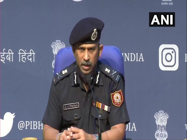 NDRF chief SN Pradhan addressing a press briefing in New Delhi on Tuesday.