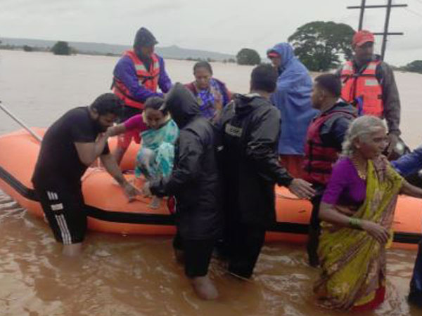 National Disaster Response Force carrying out rescue operations in Kolhapur on Tuesday. Photo/ANI