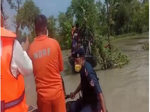 An NDRF team rescued a trapped country-made boat loaded with 40 people in Bihar's East Champaran district on Saturday.