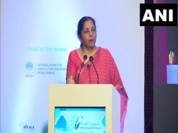 Finance Minister Nirmala Sitharaman addresses 6th World Congress on Rural and Agricultural Finance in New Delhi on Tuesday [Photo/ANI]