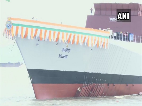 Warship Nilgiri at its launch event in Mumbai on Saturday. Photo/ANI