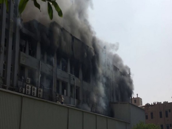 Fire at a  mattress factory in Gautam Buddh Nagar. (Photo/ANI)