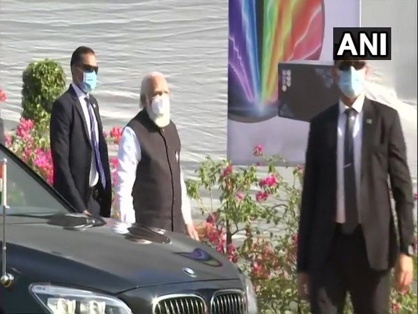 Prime Minister Narendra Modi on Saturday arrived at the Zydus Biotech Park in Ahmedabad.