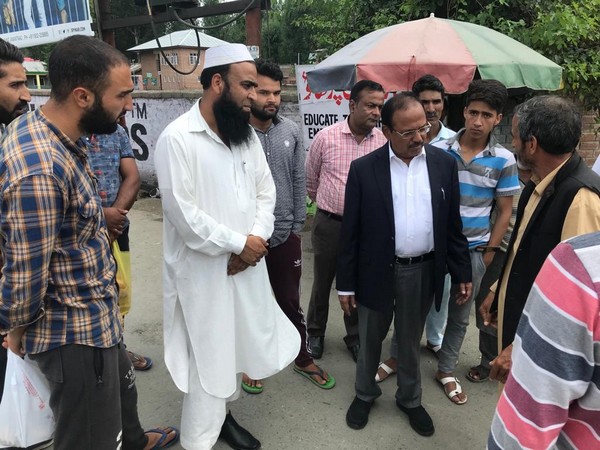 NSA Ajit Doval interacting with locals in Anantnag on Saturday. Photo/ANI