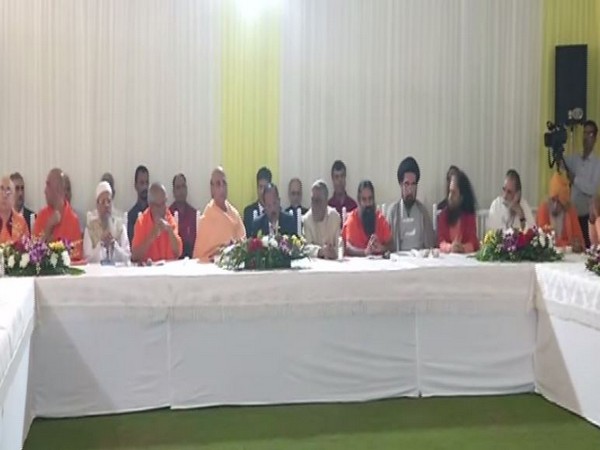 Religious leaders during the inter-religious faith meet at National Security Advisor Ajit Doval's residence in New Delhi on Sunday. Photo/ANI