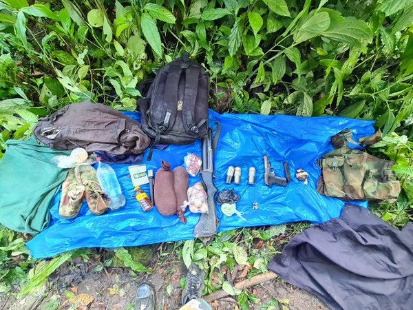 Arms and ammunition recovered from the neutralized NSCN (K-YA) cadre. Photo/Assam Rifles