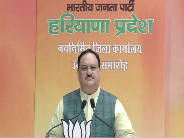BJP national president JP Nadda speaking at the event on Wednesday. Photo/ANI