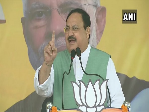 BJP National President Jagat Prakash Nadda addresses a rally in Bihar's Lauria on Wednesday. (Photo/ANI)
