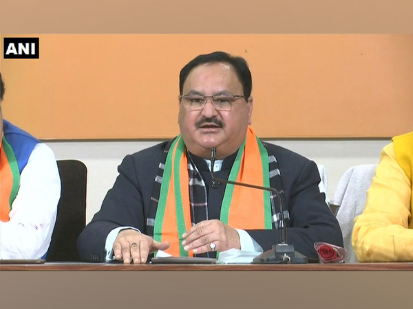 Caption: Union Health and Family Welfare Minister JP Nadda addressing a press conference in Lucknow on Wednesday. Photo/ANI 