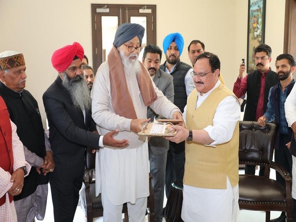 BJP national president meets SAD Parkash Singh Badal in Punjab. Photo/ANI