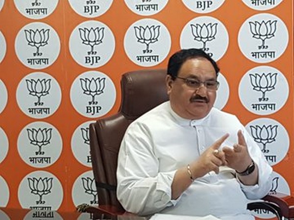 BJP president Jagat Prakash Nadda holding video conference with BJYM on Thursday.