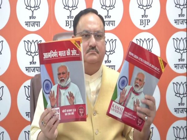 BJP president JP Nadda addressing a press conference in New Delhi on Saturday. Photo/ANI