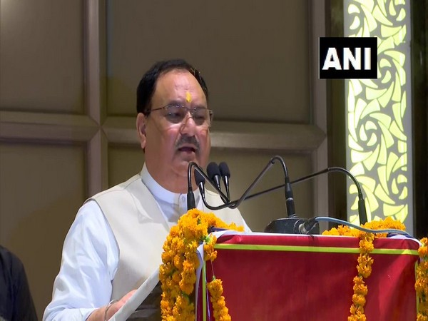 BJP working president JP Nadda speaking at an event in Kurukshetra, Haryana on Monday. Photo/ANI