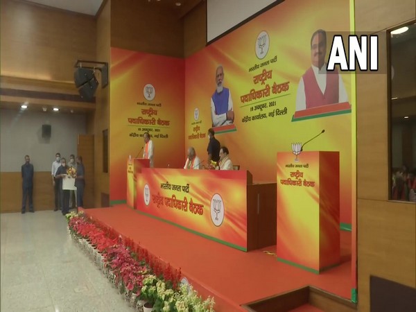 Visuals from the BJP national office bearers meeting in New Delhi on Monday.
