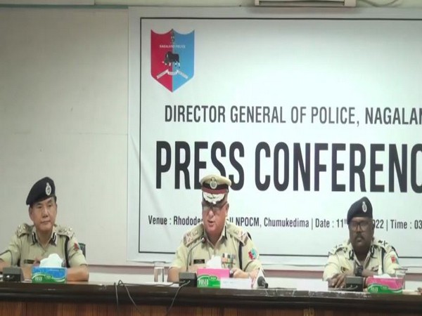 Nagaland police chief T John Longkumer at a press conference today (Photo/ANI)