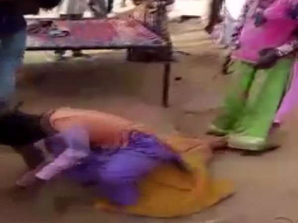 Woman being assaulted in Nagaur, Rajasthan. Photo/ANI