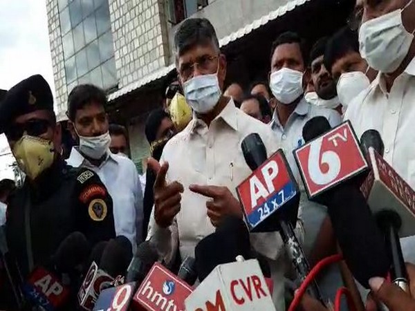 Telugu Desam Party (TDP) chief Chandrababu Naidu speaking to reporters on Saturday. Photo/ANI