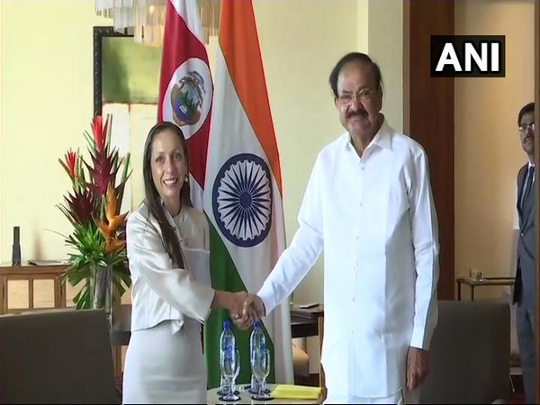 Vice President M Venkaiah Naidu with President of the Congress of the Republic of Costa Rica, Carolina Hidalgo Herrera in San Jose on Saturday