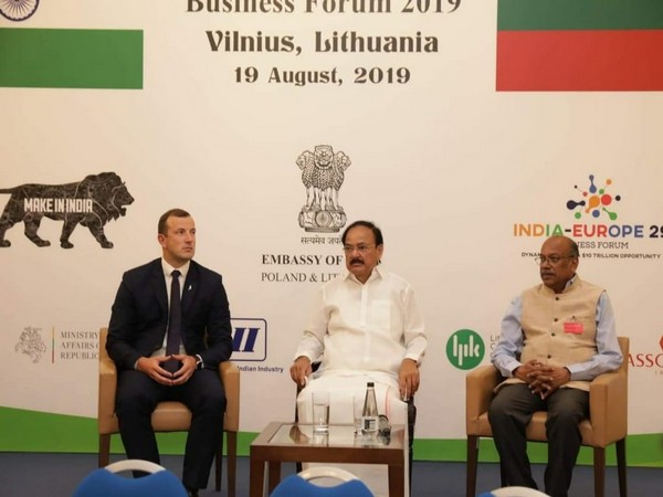 Vice President M Venkaiah Naidu at India-Lithuania Business Forum in Vilnius on Monday (Photo Credits: VP India Twitter)