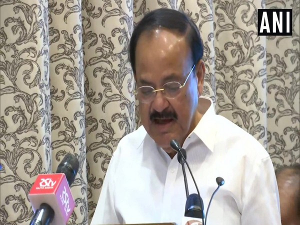 Vice President M Venkaiah Naidu addressing the Indian community in Latvia on Monday (local time)