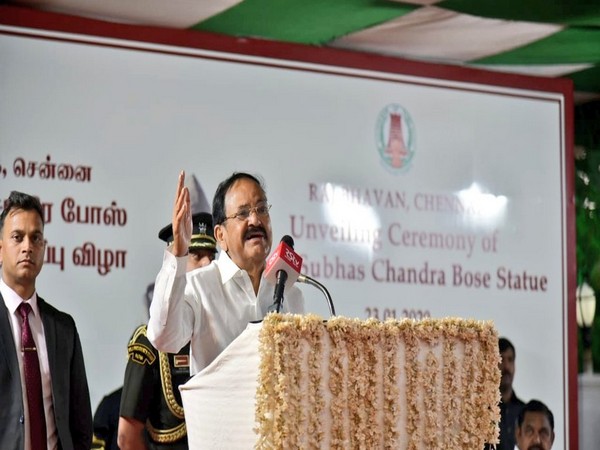Vice President M Venkaiah Naidu speaking at the Raj Bhavan in Chennai on Thursday. Photo/Twitter (VP of India)
