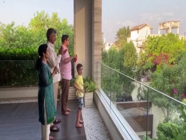 TDP chief N Chandrababu Naidu expressing gratitude to those providing essential services on Sunday. Photo/ANI