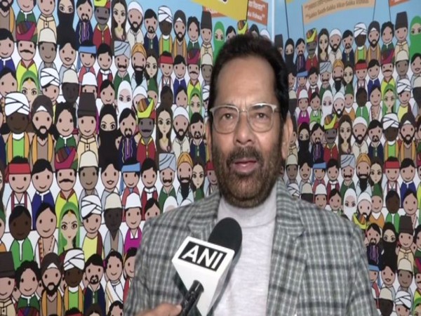 BJP leader Mukhtar Abbas Naqvi speaking to ANI in New Delhi on Friday. Photo/ANI