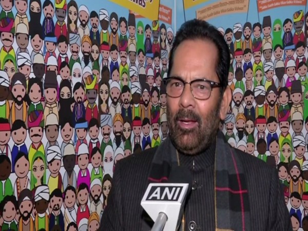 Union Minister Mukhtar Abbas Naqvi talking to ANI in New Delhi on Thursday. Photo/ANI