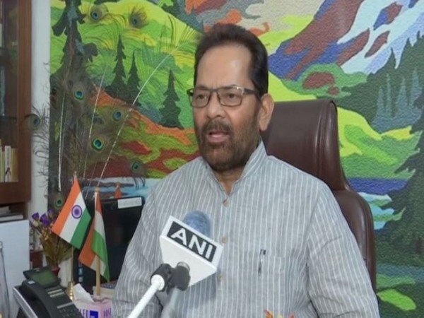 Union Minister Mukhtar Abbas Naqvi speaking to ANI in New Delhi on Tuesday. [Photo/ANI]