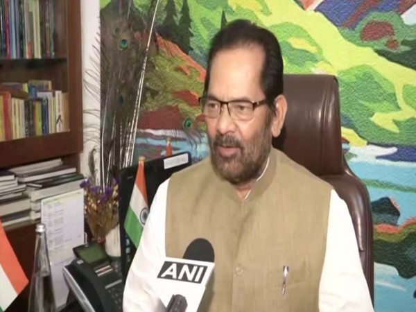 Union Minister Mukhtar Abbas Naqvi speaking to ANI in New Delhi on Wednesday.