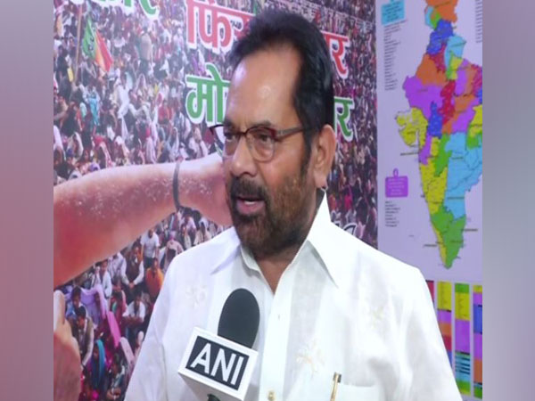 Union Minister Mukhtar Abbas Naqvi speaking to ANI in Mumbai on Tuesday. (Photo/ANI)