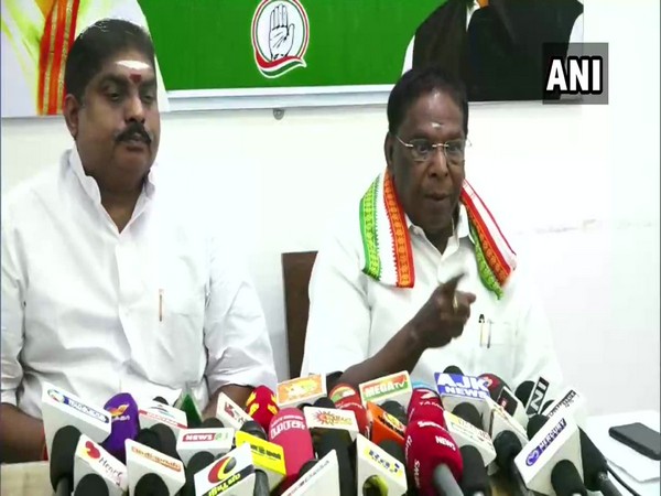 Chief Minister V Narayanasamy speaking to reporters on Thursday. Photo/ANI
