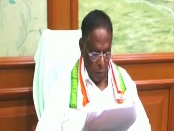 Puducherry Chief Minister V Narayanasamy at the Cabinet meeting in Puducherry. Photo/ANI