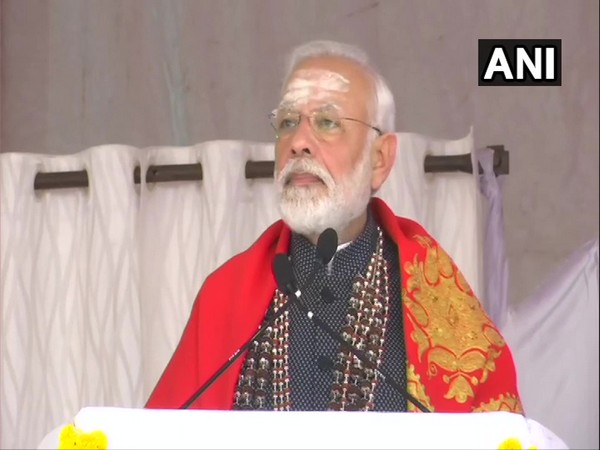 Prime Minister Narendra Modi speaking at Sree Siddaganga Mutt in Tumakuru, Karnataka, on Thursday. Photo/ANI
